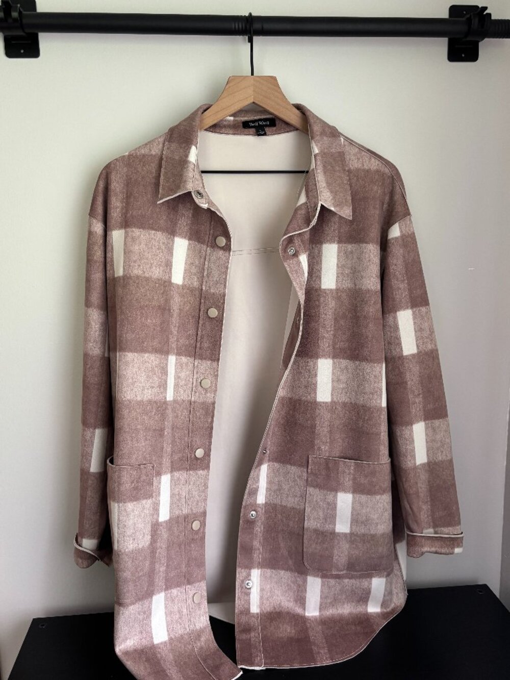 WELLWORN PLAID FLANNEL JACKET TAN CREAM WHITE